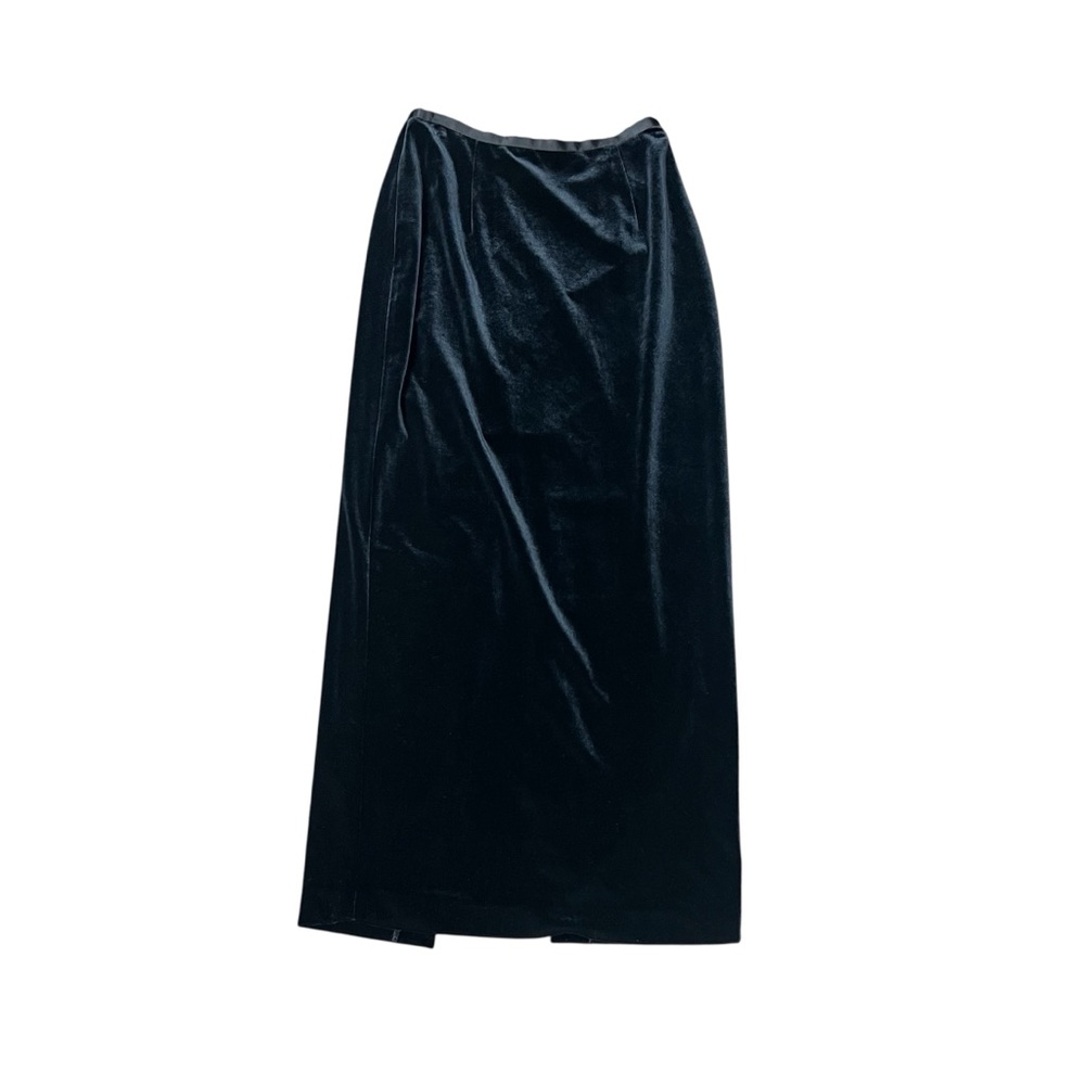 Vintage Ann Taylor Loft Black Velvet Slit Pencil Skirt Size 2 Dark Romantic Goth